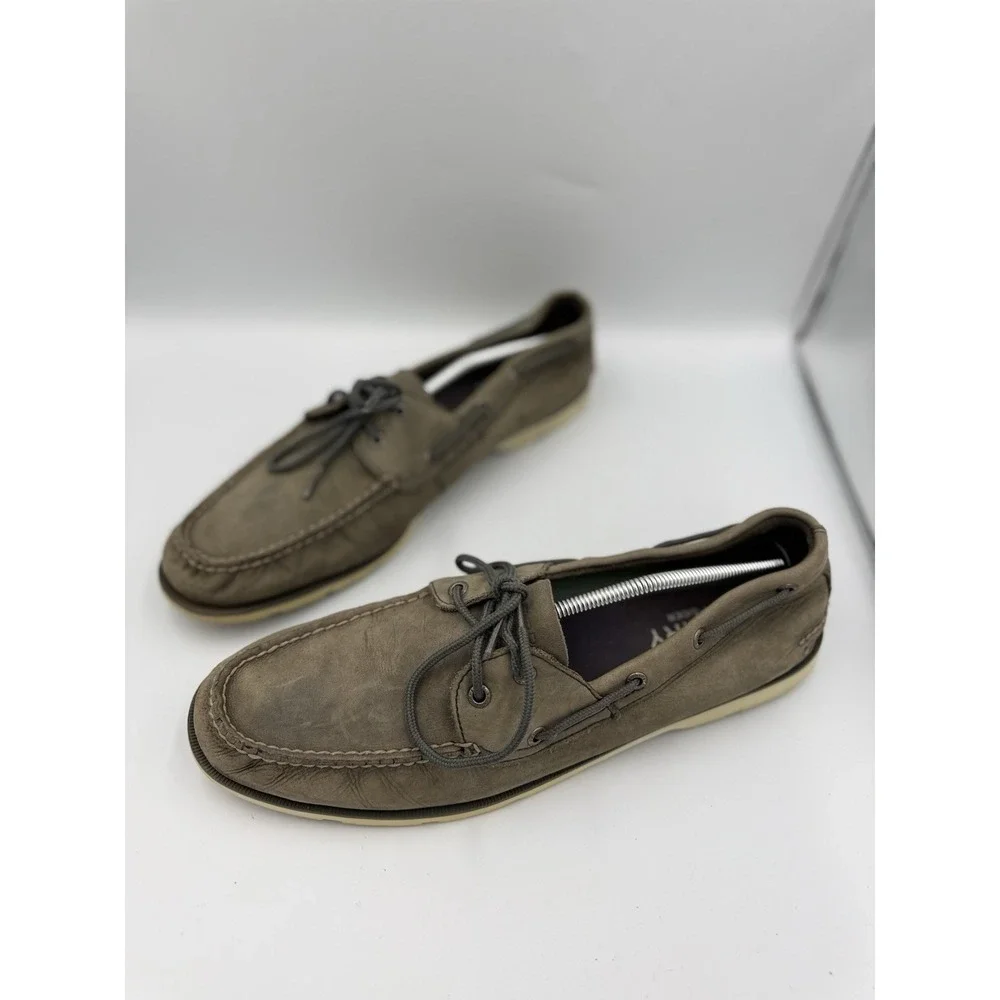 Sperry Leeward 2-Eye Cascade Boat Shoes Men's Size 14M Olive Green Lace Casual